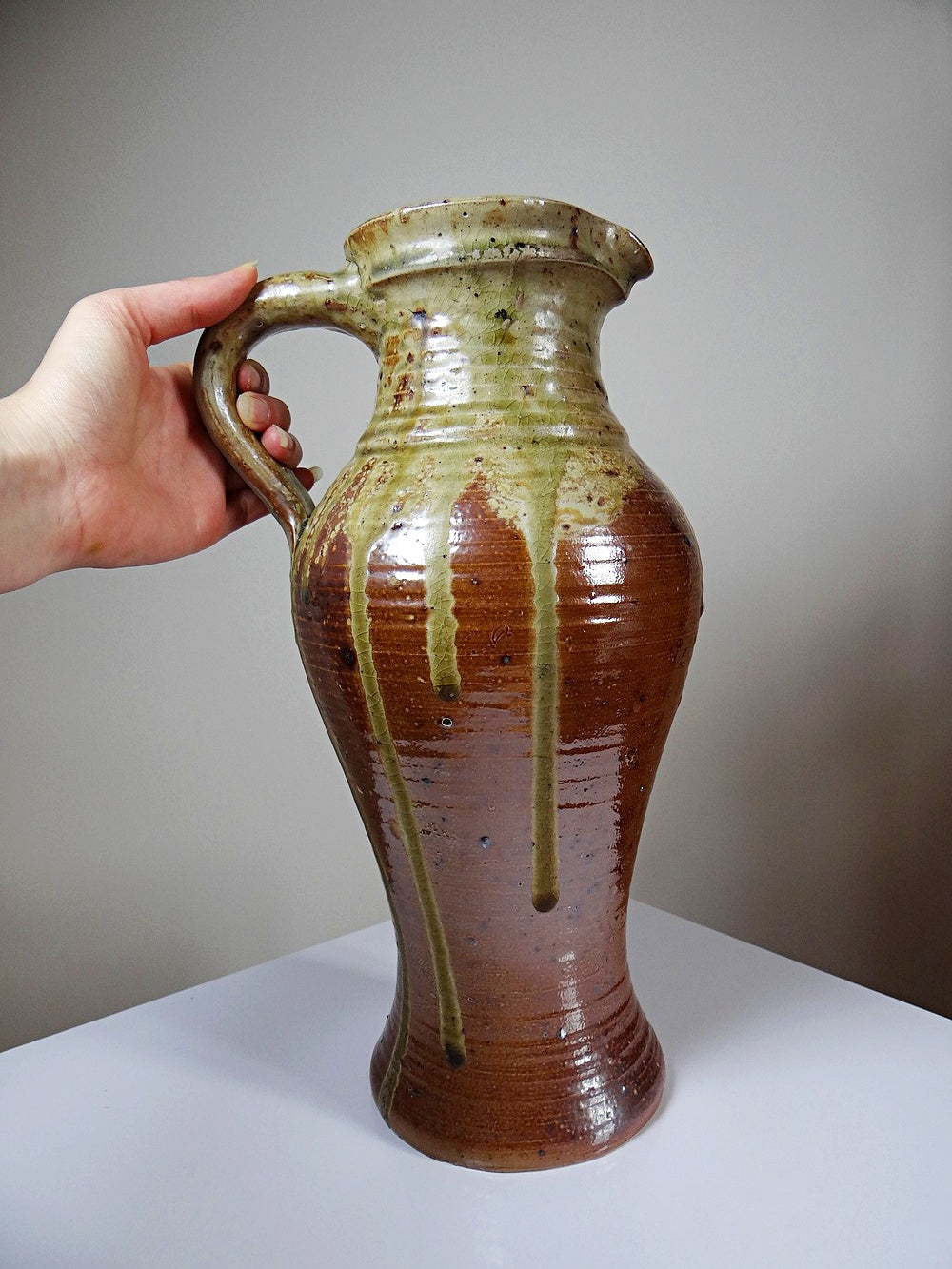 Vintage Krug aus französischem Steinzeug mit Ascheglasur im Japanstil