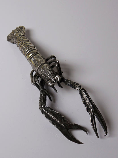 Vintage Griff Krabbe von 1950er-1970er, versilbertes Metall, Silber Vintage Dekoration
