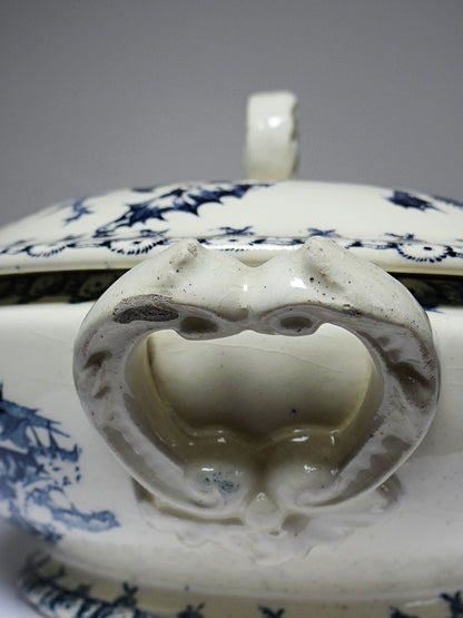 Vintage Suppenterrine Chardons von Gien für Porcelaine Opaque de Gien blau dunkelblau