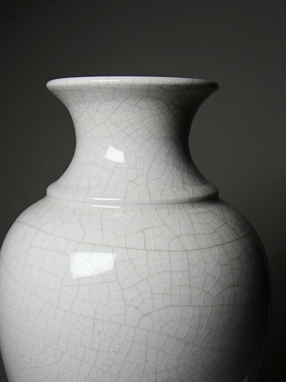 Vintage Vase chinesischer Stil weiß craqueliert weiß gelb Dekoration
