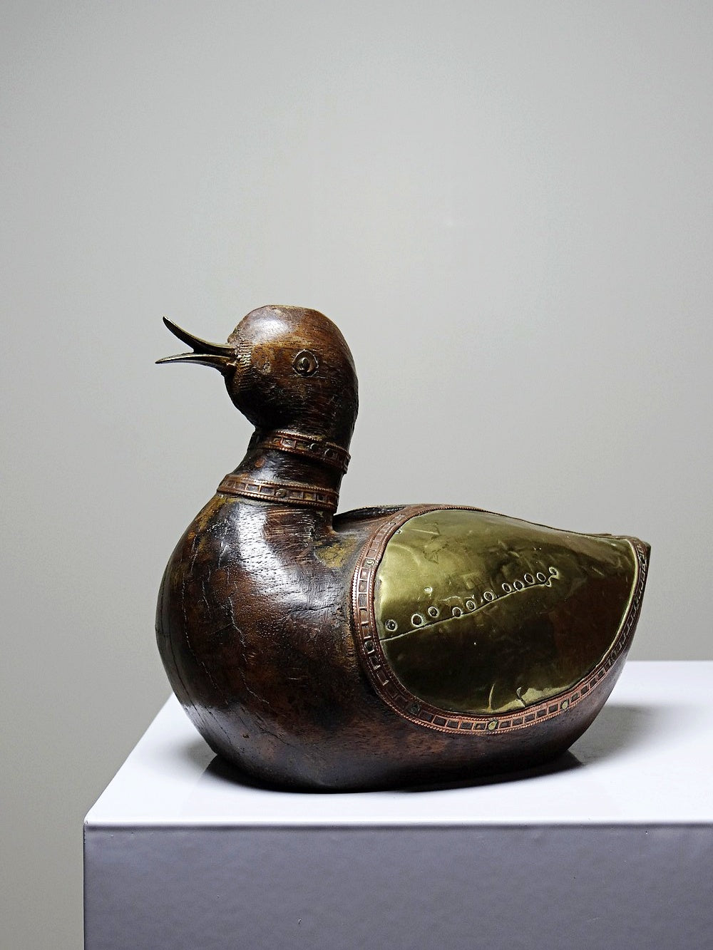 Vintage Ente MessingKunst Holzente Indienhandwerk Kupfer Messing