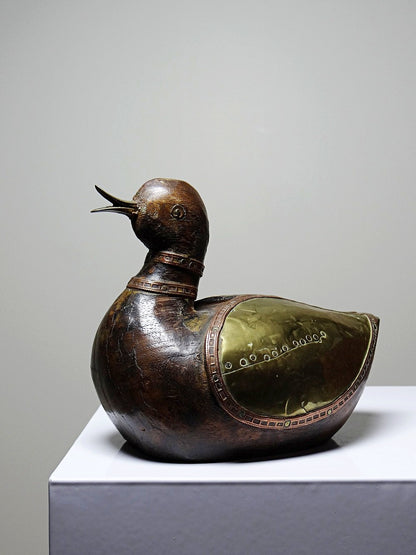 Vintage Ente MessingKunst Holzente Indienhandwerk Kupfer Messing