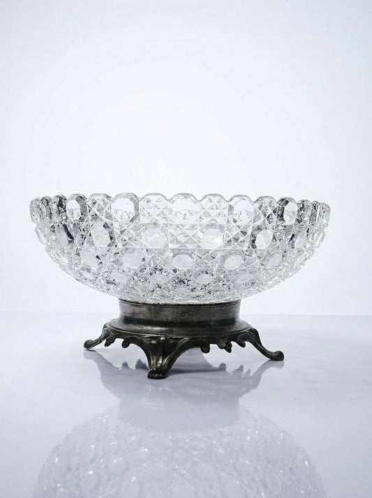 Vintage Pressglasschale von Baccarat für Geschirr, durchsichtig