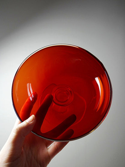 Vintage Schale aus venezianischem Glas rot und opalin mit Seifenblasenmotiv