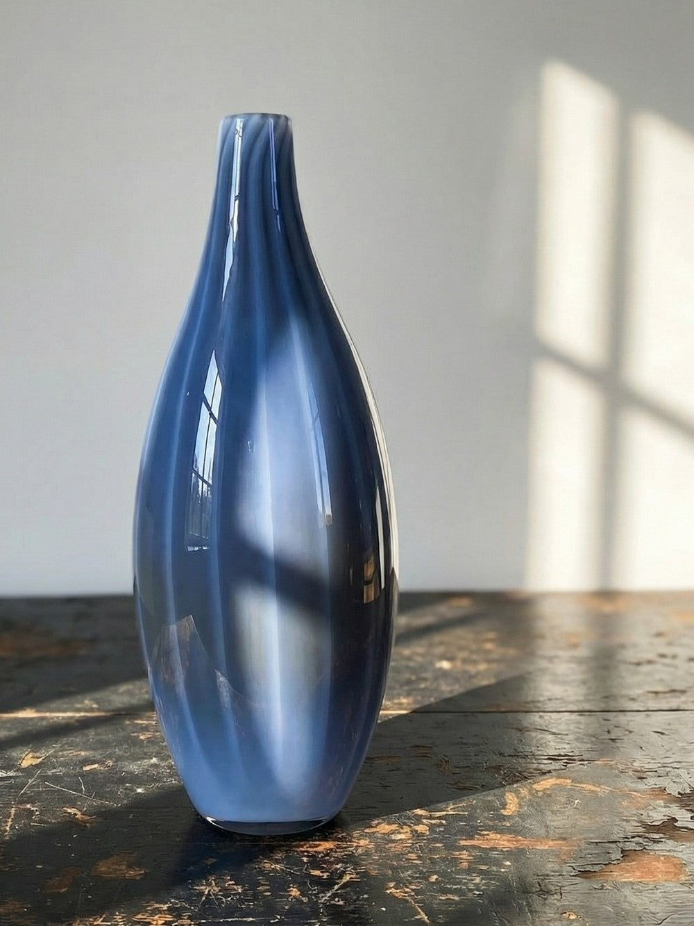 Vintage Vase Poire von Fratelli Toso für Fratelli Toso Rauchglas Opalin blau transparent