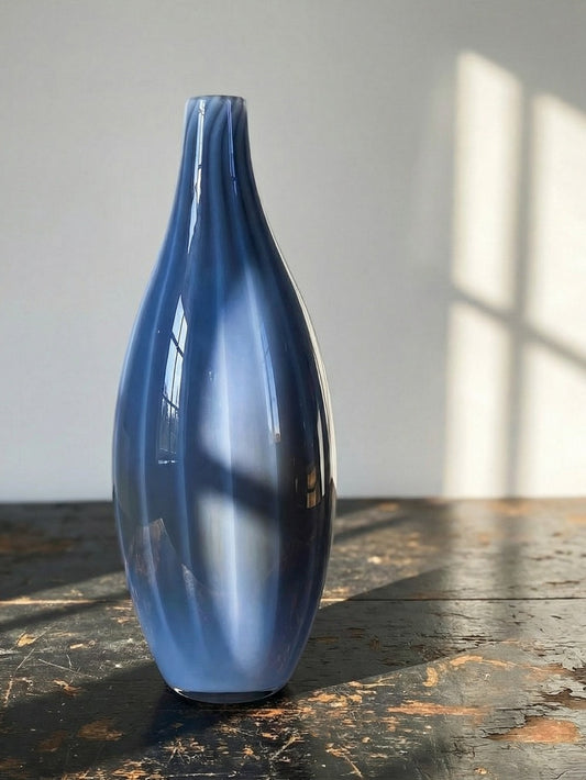 Vintage Vase Poire von Fratelli Toso für Fratelli Toso Rauchglas Opalin blau transparent
