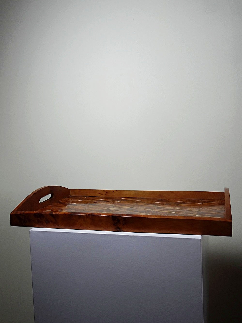Vintage Tablett Thuja Zitronenholz Intarsie, marokkanisches Kunsthandwerk
