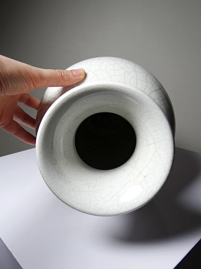 Vintage Vase chinesischer Stil weiß craqueliert weiß gelb Dekoration
