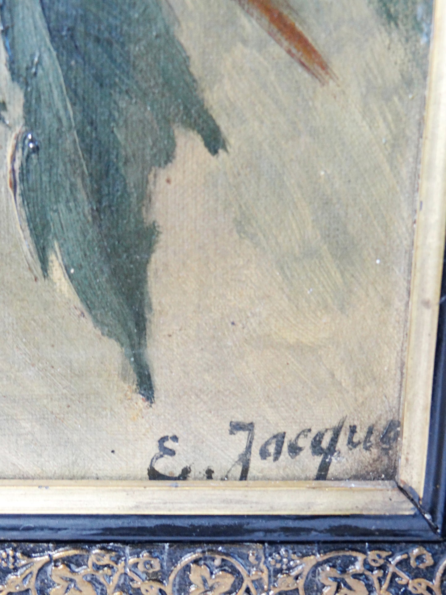 Vintage Gemälde Pfingstrose von E. Jacque für PinkVintageDekoration, signiert
