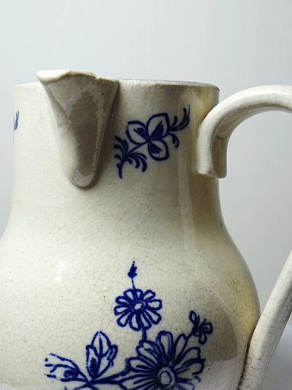 Vintage Krug blau creme faience Servieraccessoire blau creme