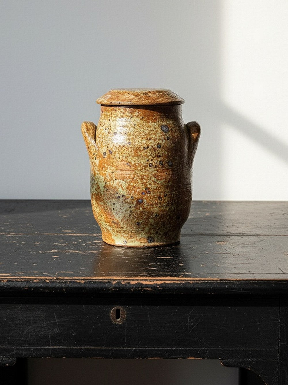 Vintage Gewürzdose Baudat Stil aus Steinzeug emailliert Vintage Glasur