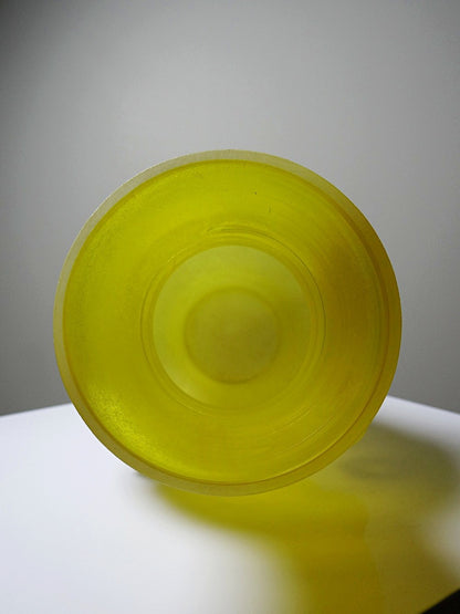 Vintage Vase Murano Scavo Gelb von Seguso Vetri d’Arte, mattiertes Glas, balusterförmig