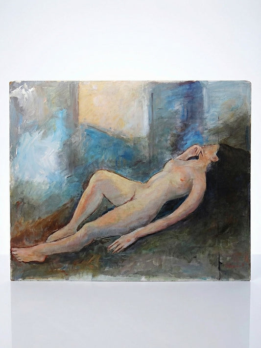 Vintage Gemälde Liegender Frauenakt von Unbekannt für BeigeKunst