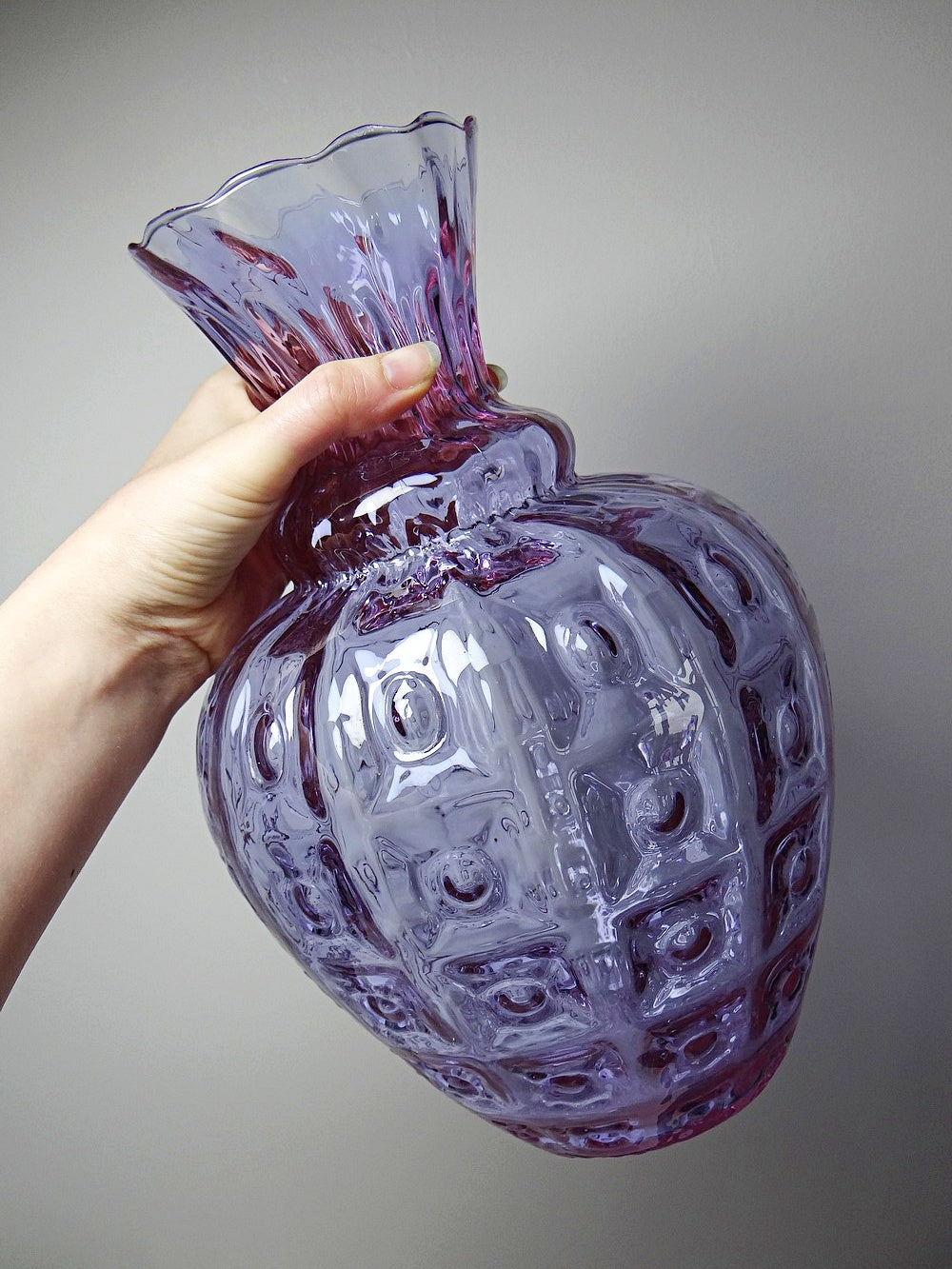 Vintage Vase Alexandrite Empoli blau bis rosa texturiert