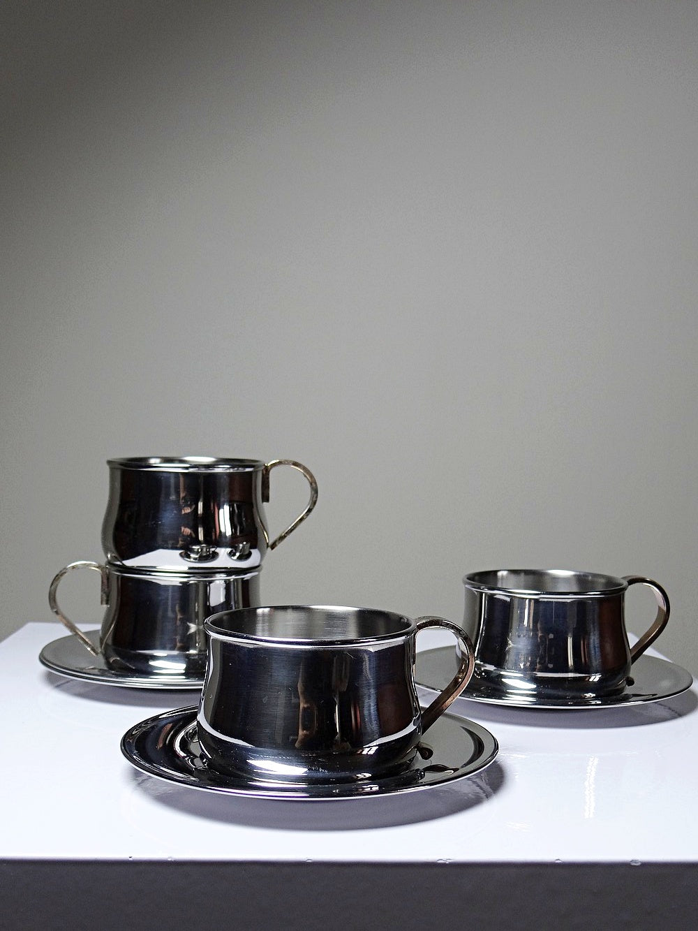 Vintage Espressotasse Set von 4 Inoxriv für Inoxriv Italien Edelstahl 18/10
