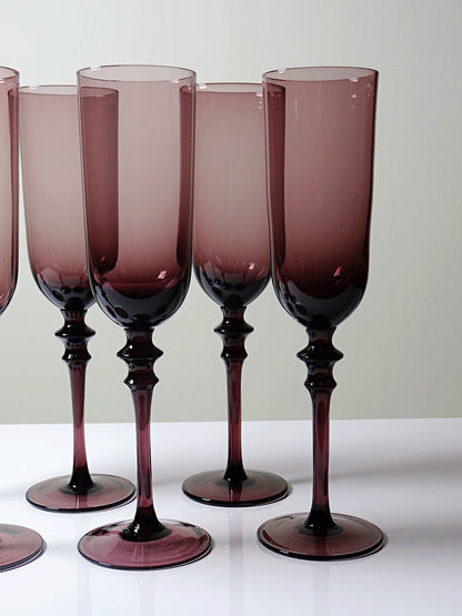 Vintage Champagnerflöte Set von 6 Violett Glas Geschirr Glas weiteres Material weiteres Material