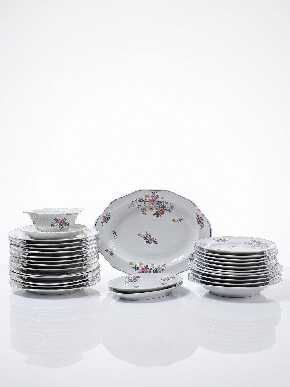 Vintage Tafelservice Bernardaud Limoges mit floralem Dekor, 28-teilig
