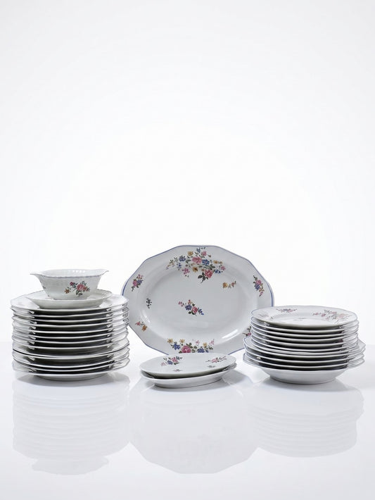 Vintage Tafelservice Bernardaud Limoges mit floralem Dekor, 28-teilig