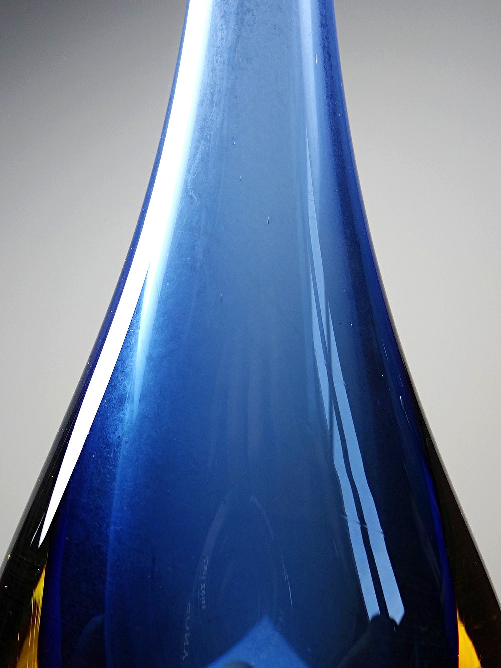 Vintage Vase Sommerso von Flavio Poli für Murano blau und amberfarbenes Glas