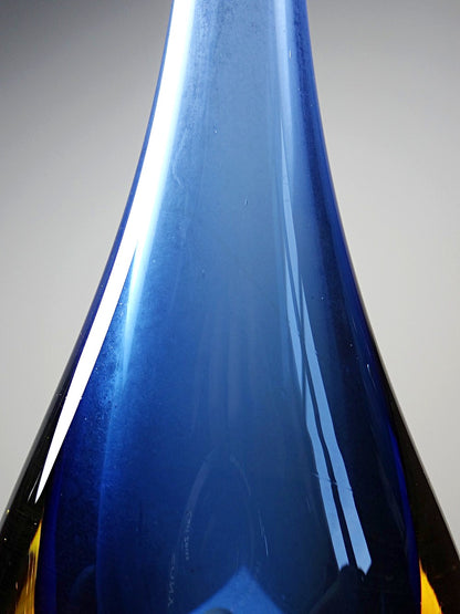 Vintage Vase Sommerso von Flavio Poli für Murano blau und amberfarbenes Glas