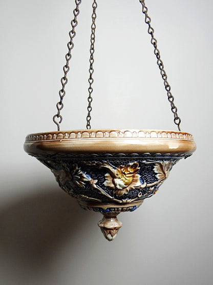 Vintage Hängepflanzer Art Nouveau barbotine beige von Unbekanntes für Unbekanntes J Marke