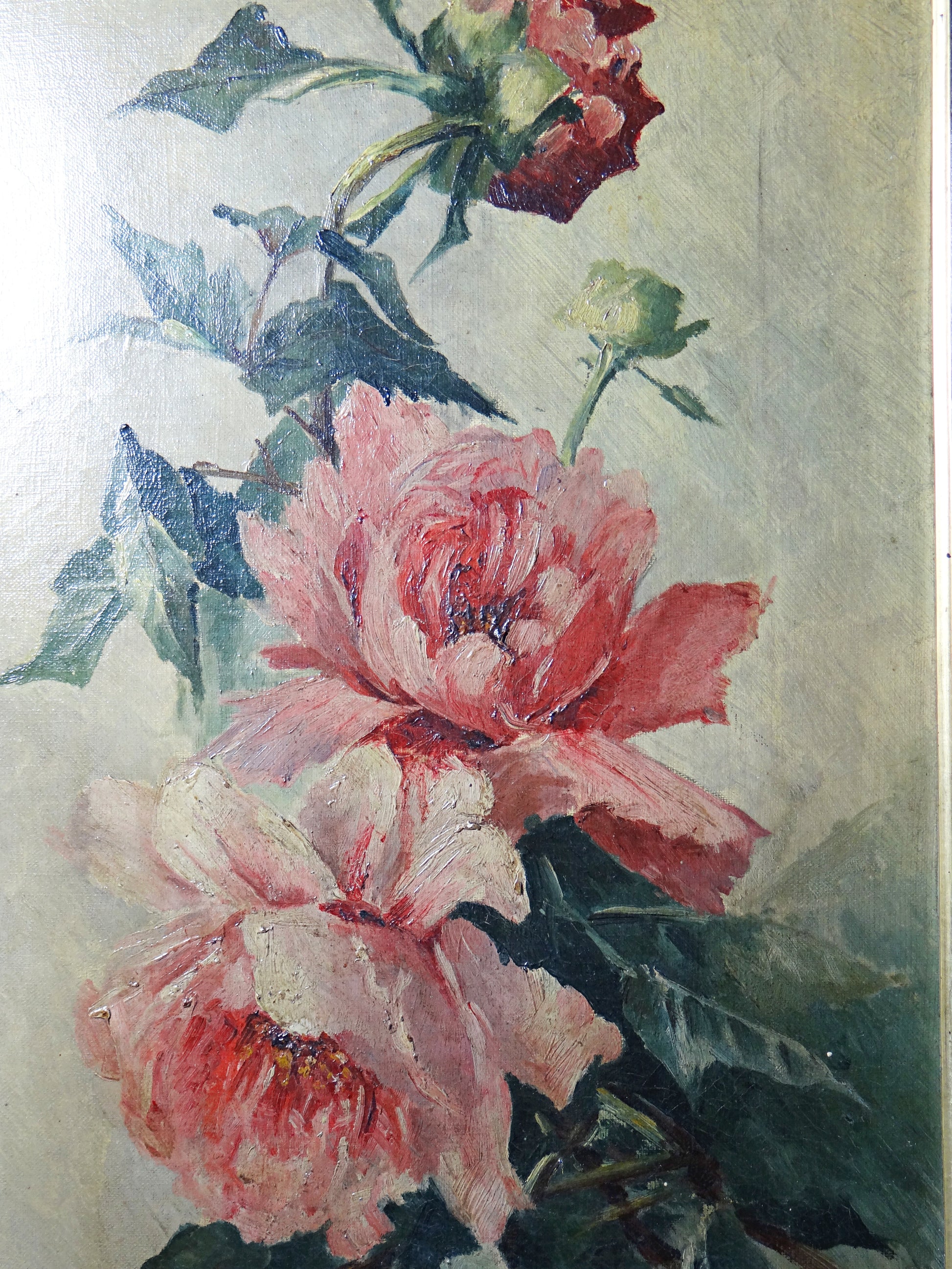 Vintage Gemälde Pfingstrose von E. Jacque für PinkVintageDekoration, signiert