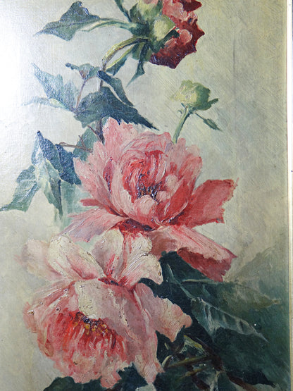 Vintage Gemälde Pfingstrose von E. Jacque für PinkVintageDekoration, signiert