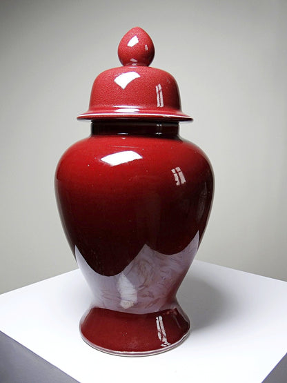 Vintage Vase chinesischer Ingwertopf oxblood und Celadon Keramik