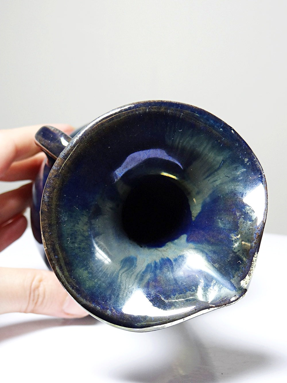 Vintage Steinzeugkanne Grès de Rambervillers für Rambervillers Blau
