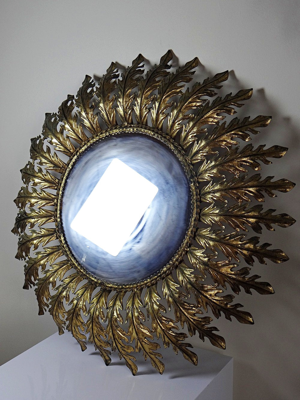 Vintage Spiegel Sonne Italien aus vergoldetem Metall