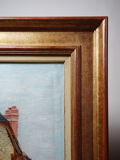 Vintage Gemälde Villa Camille von M. Lesoll für Dekoration beige