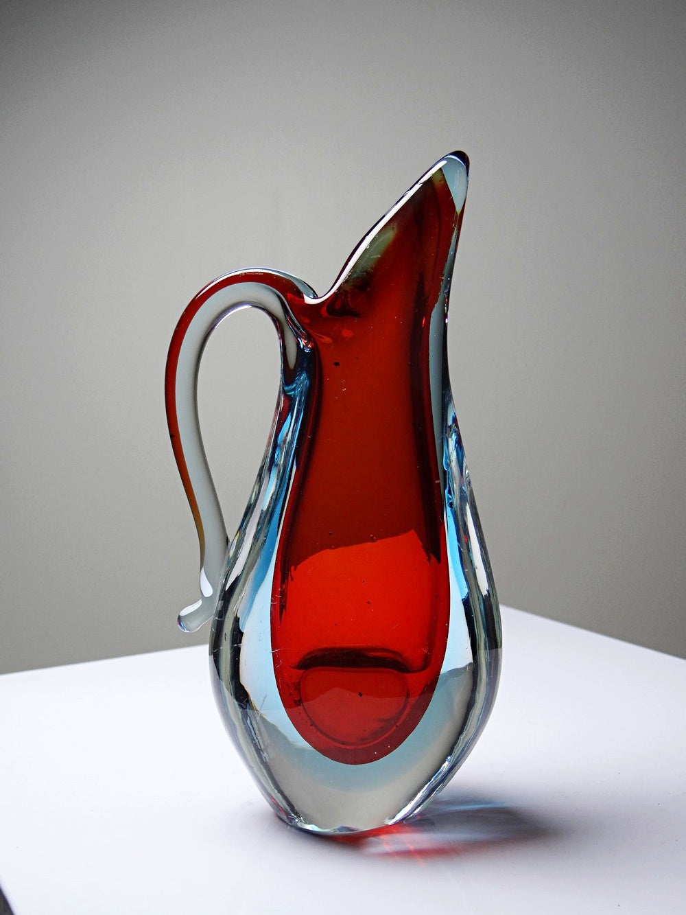 Vintage Vase Sommerso von Flavio Poli für Murano rot blau transparent