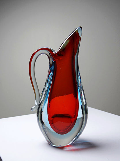 Vintage Vase Sommerso von Flavio Poli für Murano rot blau transparent