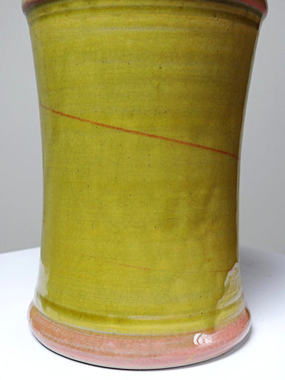 Vintage Servieraccessoire Gewürzdose aus glasiertem Steinzeug zweifarbig signiert