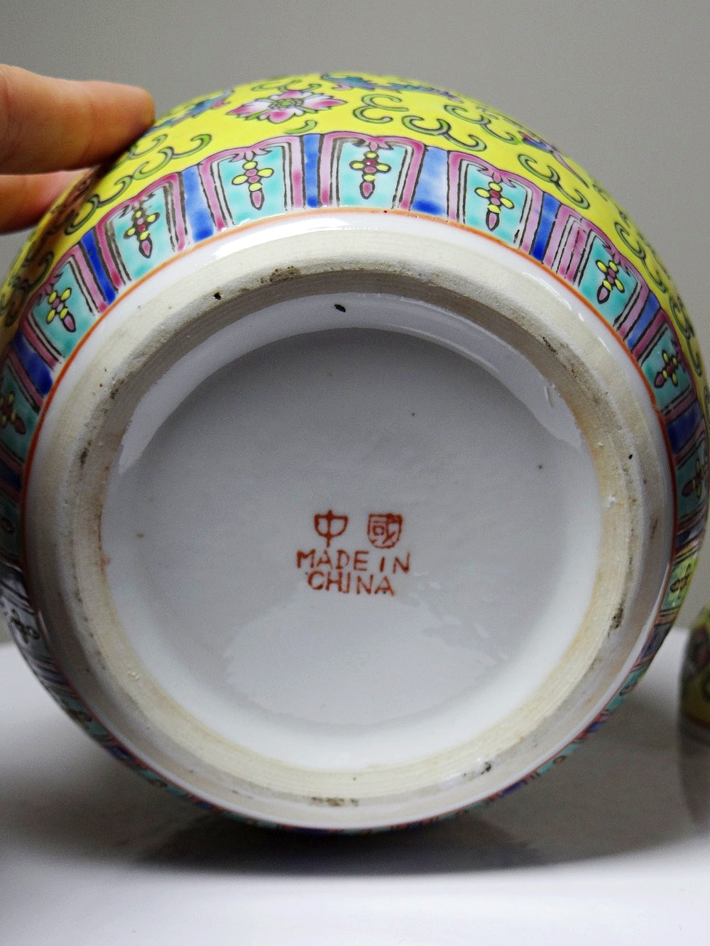 Vintage Ingwertopf von Made in China für China Gelb Porzellan