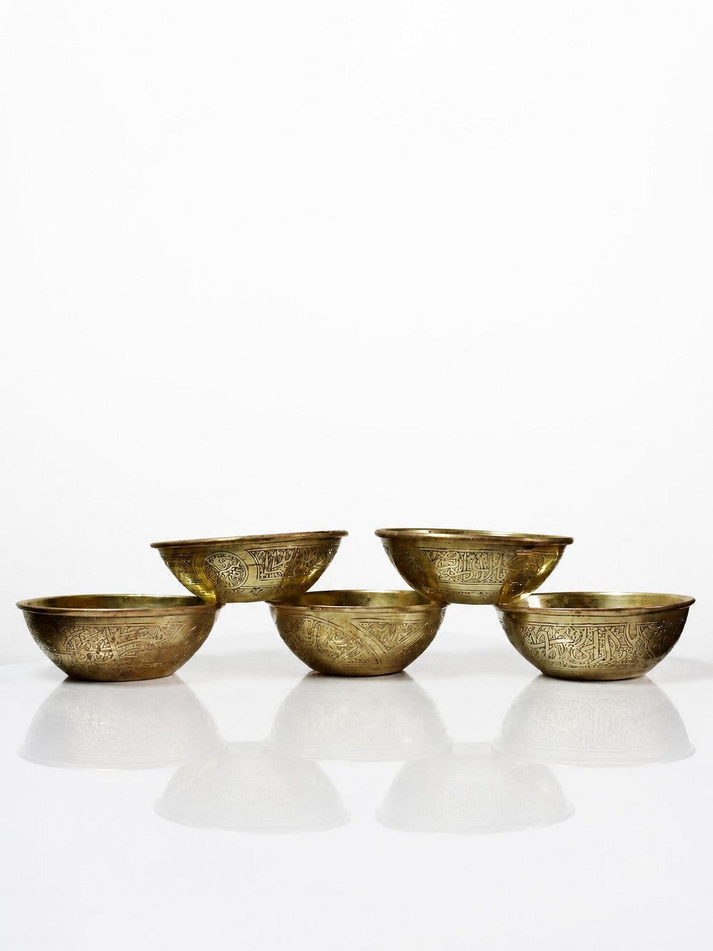 Set von 5 Vintage Hammam Schalen aus handgraviertem Kupfer, frühes 20. Jahrhundert