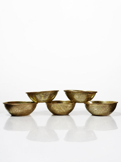 Set von 5 Vintage Hammam Schalen aus handgraviertem Kupfer, frühes 20. Jahrhundert