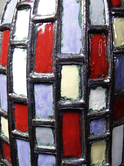Vintage modernistische Vase aus schwarz glasierter Kunstkeramik