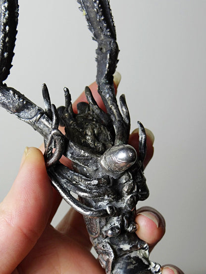 Vintage Griff Krabbe von 1950er-1970er, versilbertes Metall, Silber Vintage Dekoration