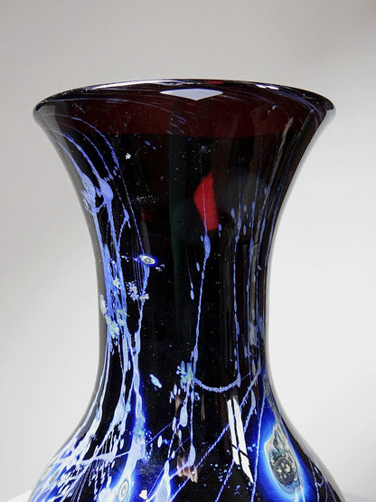 Vintage Kunstglasvase Violett mit Silberinclusionen von Studio Glass für Frankreich