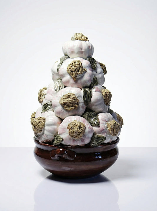 Vintage Trompe-l’œil Knoblauchpyramide für WeißKunst Spanien Manises Keramik