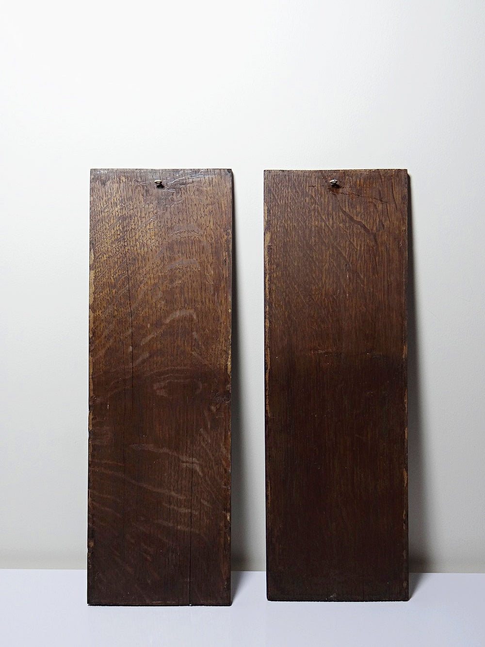 Vintage Wandpaneel Set von 2 dunkelbraun weiß Dekoration Eichenholz
