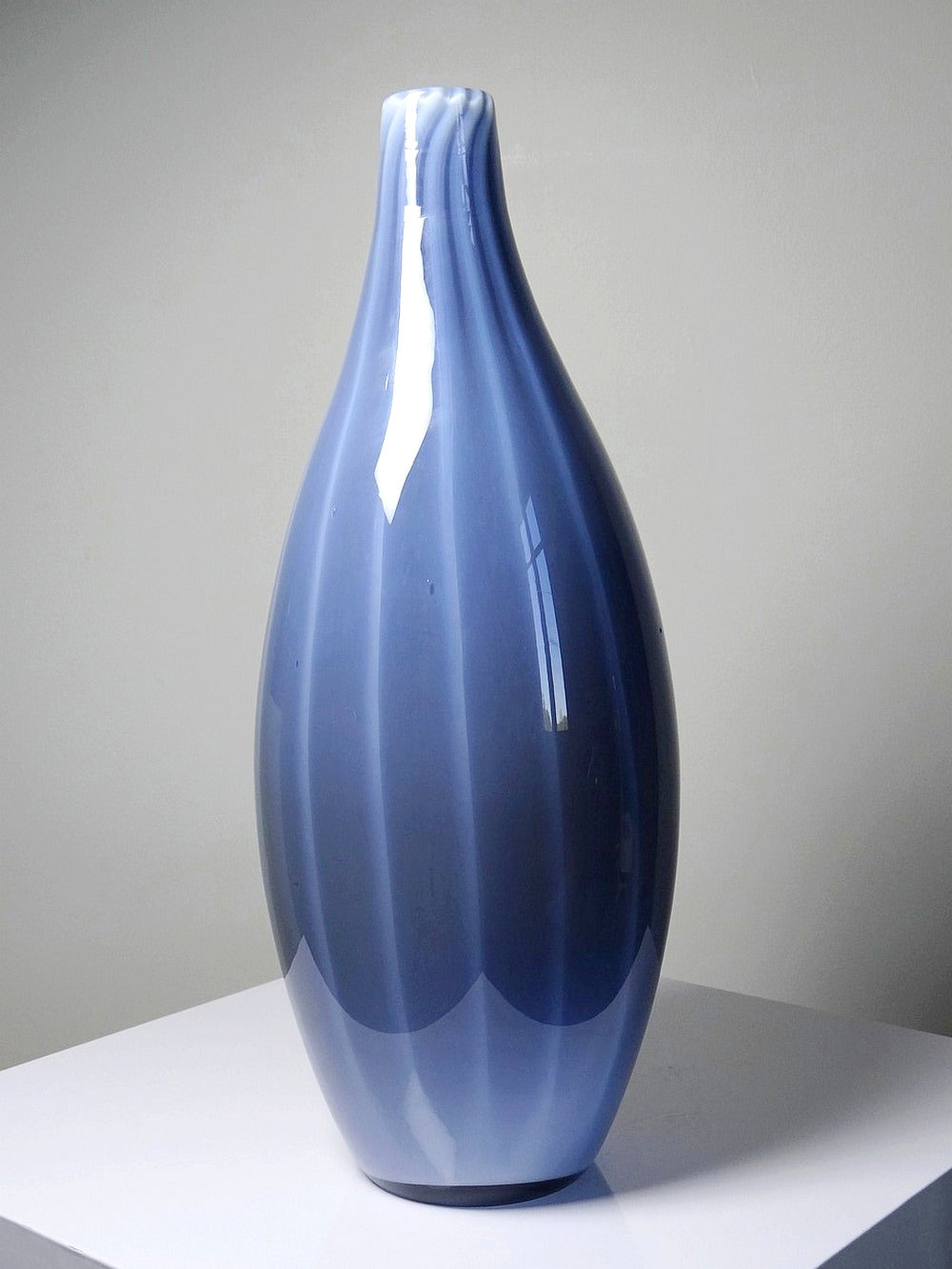 Vintage Vase Poire von Fratelli Toso für Fratelli Toso Rauchglas Opalin blau transparent