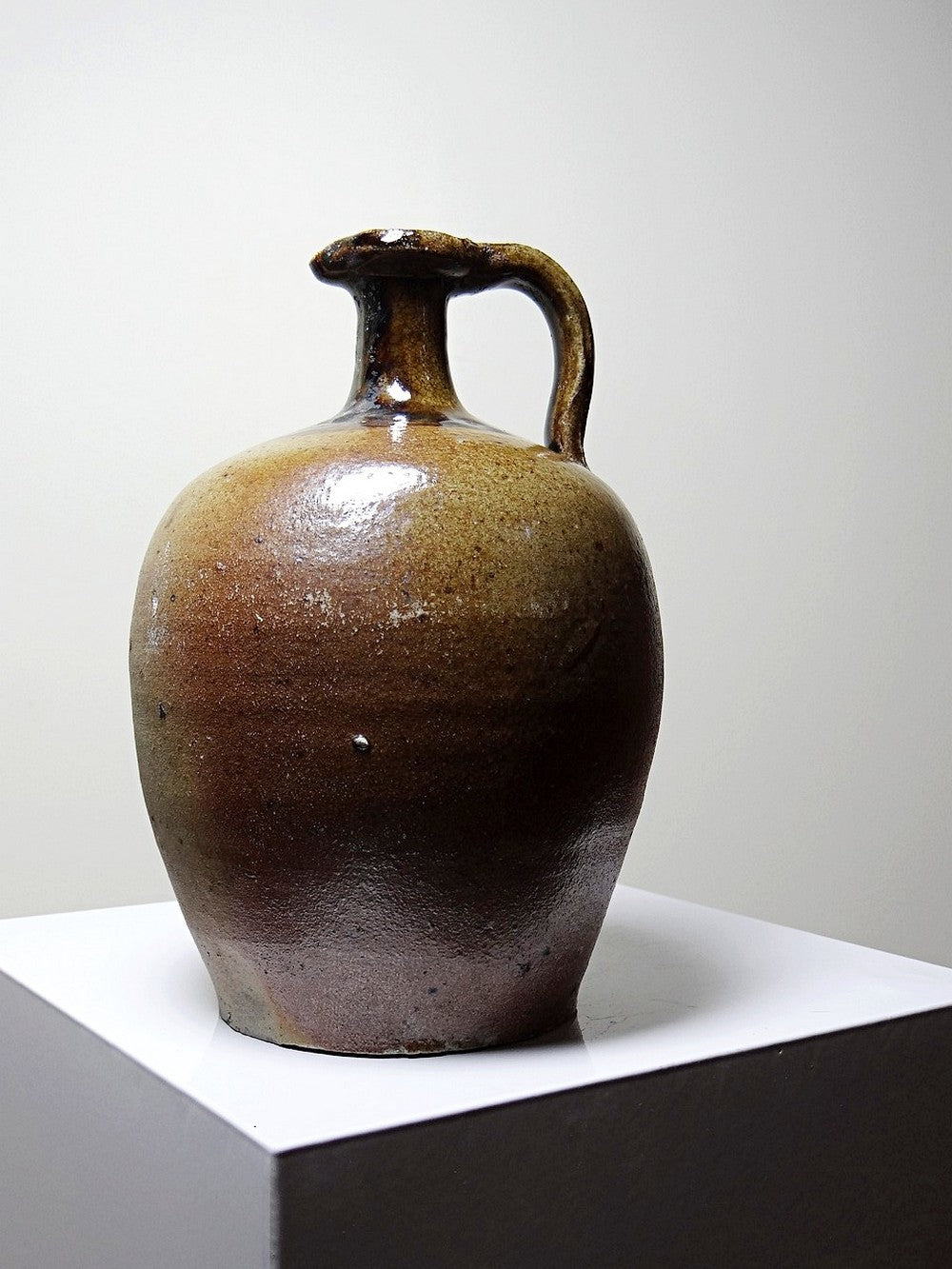 Vintage Krug von artisanat français für Puisaye Steinzeug, glasiert, braun