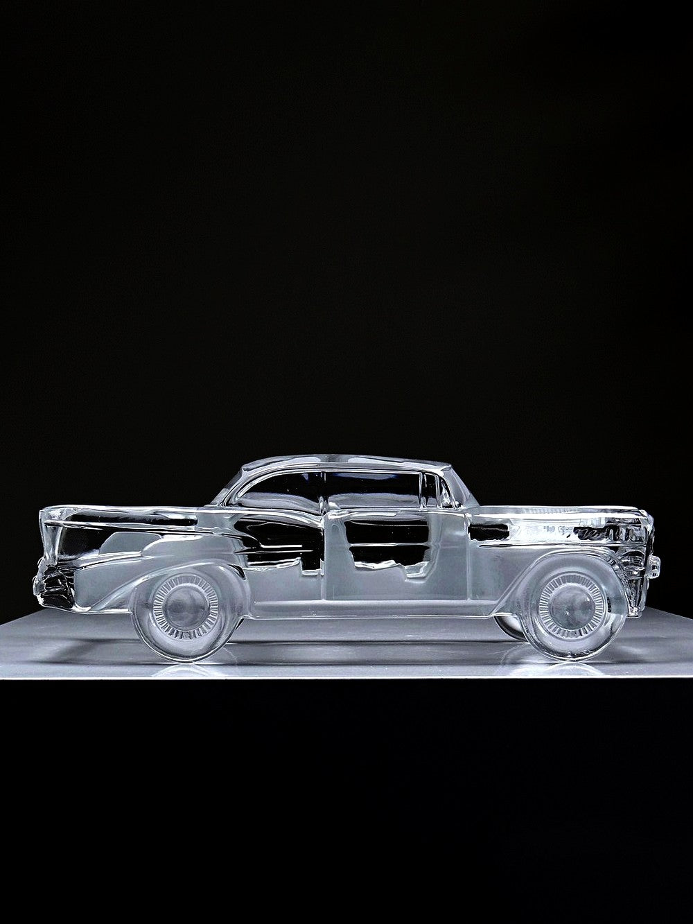 Vintage Kristall Briefbeschwerer Chevrolet Bel Air 1957 für Magic Crystal ForMen Hofbauer
