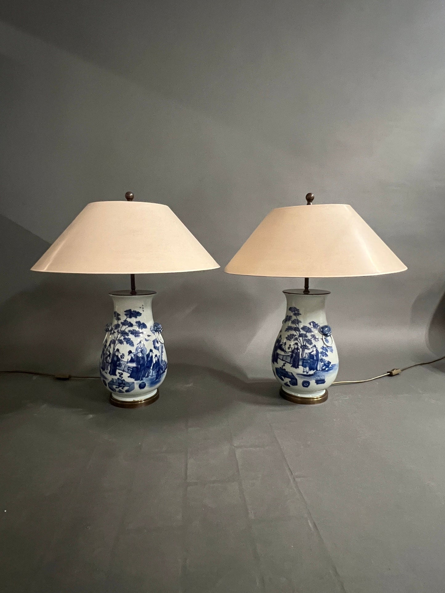 Vintage Chinesische Porzellanlampe Set von 2