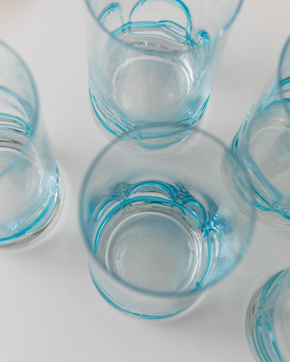 Vintage Glas Set von 9 Murano für Murano, klar mit blauen Details, Italien 1960er