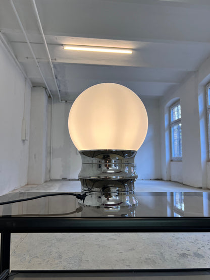 Vintage Tischlampe von VEB NARVA Chrom Opalglas