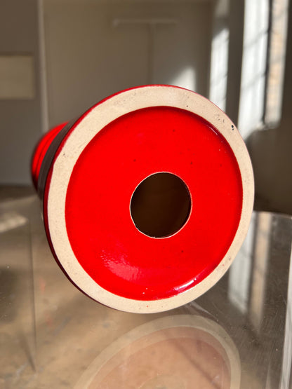 Vintage Kerzenständer Keramik von Cari Zalloni für Steuler rot
