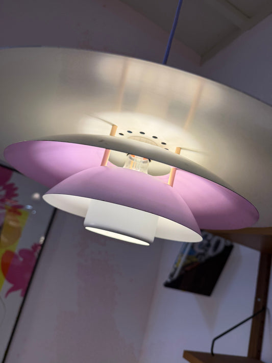 Vintage Lamellenlampe weiß-lila von Formlight